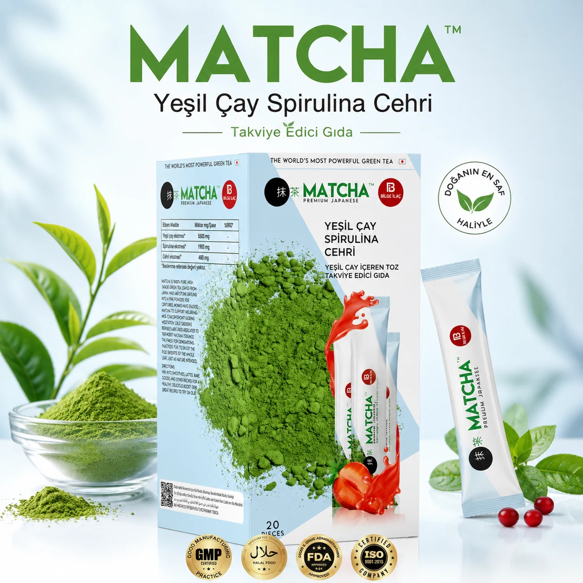 Matcha Yeşil Çay Spirulina Cehri