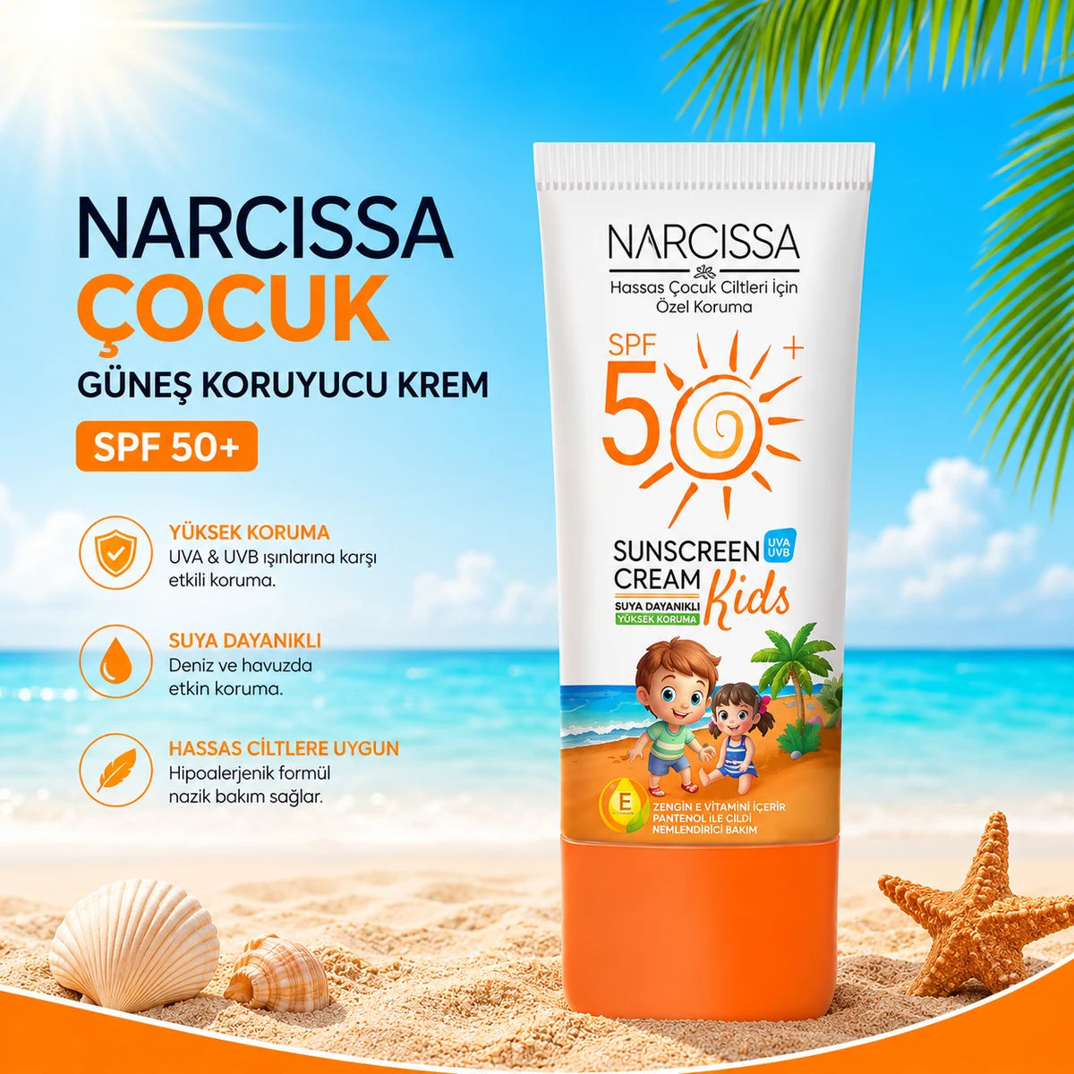 Narcissa Çocuk Güneş Koruyucu Krem SPF 50+